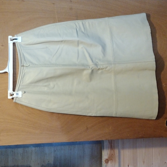 Project Piece Maybe to Dye?Tiny Spots Ivory Leather Skirt Banana Republic Size 2 - Picture 2 of 4